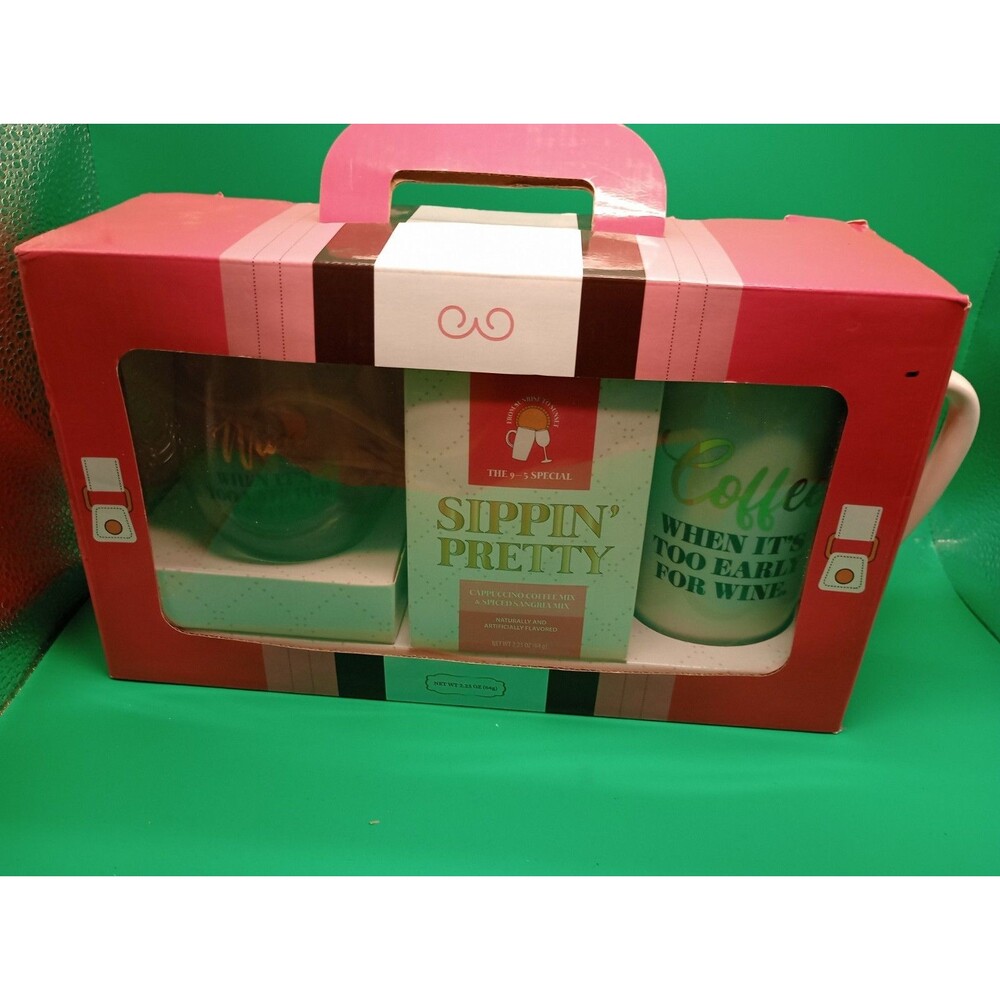 Sippin Pretty Wine Glass & Coffee Mug Gift Set